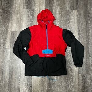 90s Columbia Anorak Windbreaker Jacket Mens Medium Red Black Colorblock Half Zip